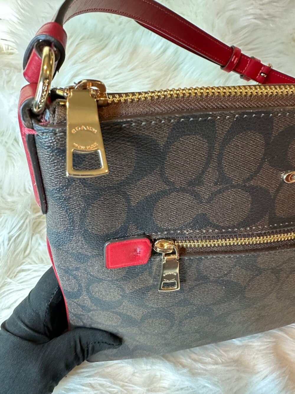 Coach Rowan Crossbody File Bag In Red/Signature Canvas - Picture 8 of 11